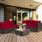5-Piece Brown PE Rattan Outdoor Sectional Sofa Set with Tempered Glass